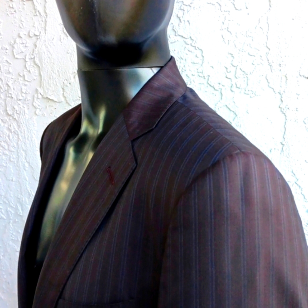 SAKS 5th Avenue Black Slim Fit Dual Stripe Blazer w/ (Ermeneglido Zenga Fabric) - Picture 4 of 17